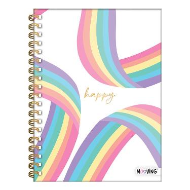 Cuaderno Con Espiral Tapa Dura Mooving Golden Rainbown 80 Hojas A5 16x21 Rayado Art.1205211